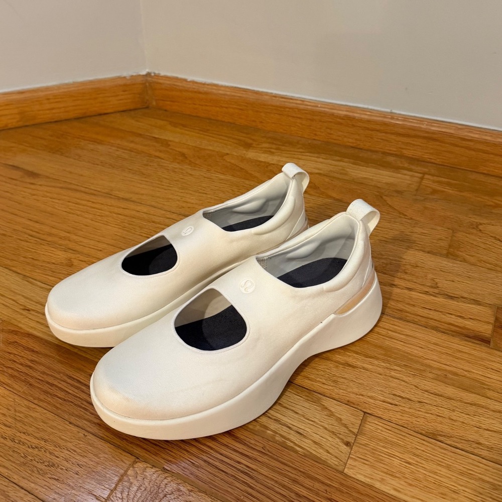 Lululemon Cityverse Mary Jane Sneakers Cream White Platform Shoes Women Size 9